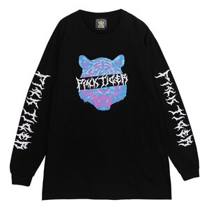 LISTEN FLAVOR Pink Tiger Long Sleeve T-Shirt Black