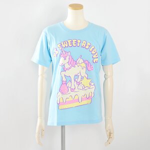 LISTEN FLAVOR Sweet Unicorn T-shirts Light Blue (M)