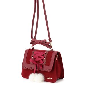 LIZ LISA Laced-Up Pom Pom Bag Bordeaux