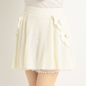 LIZ LISA Flower Knit Flare Skirt White