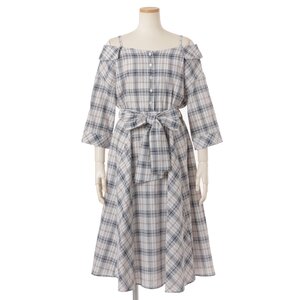 LIZ LISA Collarless Checkered Dress Beige