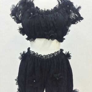 Swankiss Flower Balloon Swimsuit Black