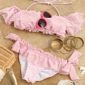 LIZ LISA Gingham Flower Bikini Pink