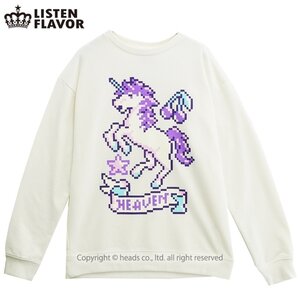 LISTEN FLAVOR 8-Bit Unicorn Pullover Off-White