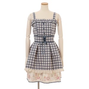 LIZ LISA Perfume Bottle Gingham Check Jumper Dress Blue