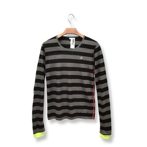 Hatsune Miku Timeline Black & Gray Striped Long Sleeve Cutsew S