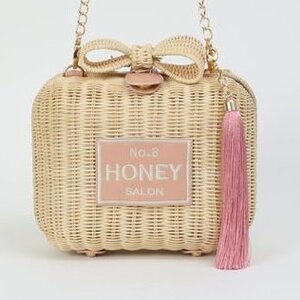 Honey Salon Perfume Rattan Shoulder Bag Pink