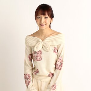 LIZ LISA Floral Angora Blend Boatneck Top White