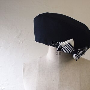 NO.S PROJECT Adult Marine Beret Navy (Deep Blue Stripe & White)