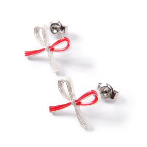 gargle Mizuhiki Earrings Red Bow Knot