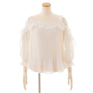 LIZ LISA Pleated Chiffon Top White
