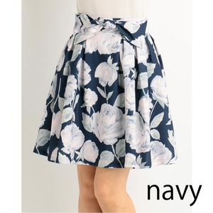 LIZ LISA Large Floral Pattern Skirt Navy