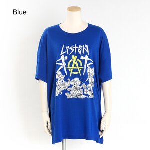 Listen Flavor Listen Rats T/R Cotton Sheeting Big Size Half Sleeve Cut Saw T-shirt Blue