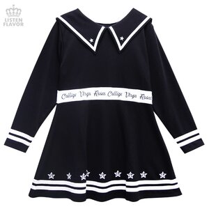 LISTEN FLAVOR Otome Line Sailor Dress Black
