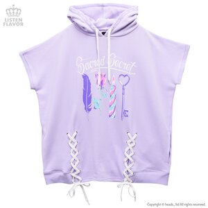LISTEN FLAVOR Sacred Secret Lace-Up Big Hoodie Lavender