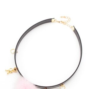Swankiss Pom Pom Charm Choker Black
