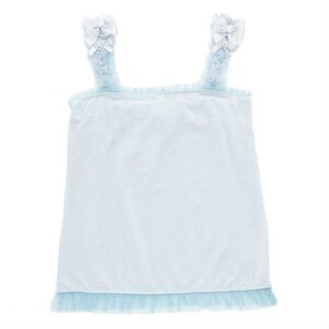 LIZ LISA Shoulder Ribbon Frilled Layering Top Blue