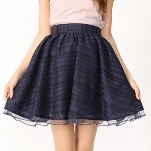 Ank Rouge Checkered Organdy Skirt Navy