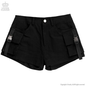 LISTEN FLAVOR Black Cargo Shorts M