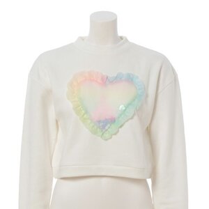 Swankiss Organdy Heart Sweatshirt White