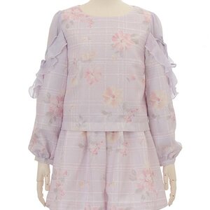 LIZ LISA Tweed Floral Short Jumpsuit Lavender