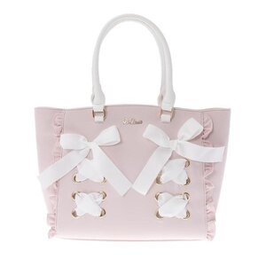 LIZ LISA Lace-Up Ribbon Tote Bag Pink