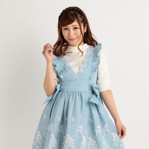 LIZ LISA Embroidered Dungaree Pinafore Dress Blue