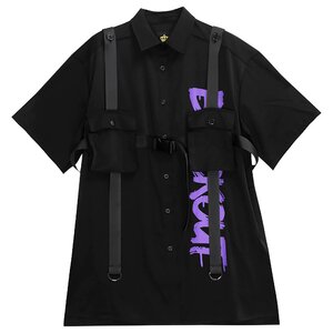 LISTEN FLAVOR Blackout Pocket Shirt w/ Harness Black