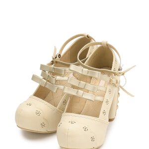 LIZ LISA Triple Ribbon Strap Pumps Beige S