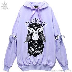 LISTEN FLAVOR Secret Ritual Lace-Up Detail Pullover Hoodie Lavender