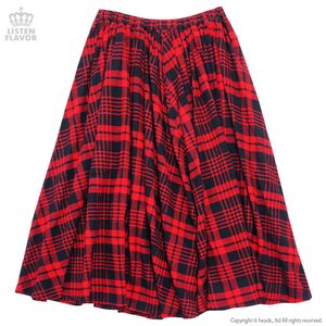 LISTEN FLAVOR Checkered Maxi Skirt Red