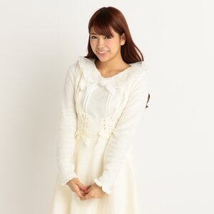 LIZ LISA Wool Blend Pinafore Dress White