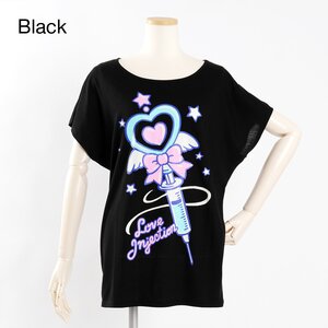 LISTEN FLAVOR Magical Syringe Dolman Sleeve T-Shirt Black