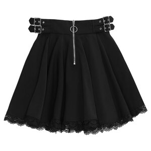 LISTEN FLAVOR Side Belt Circular Skirt Black