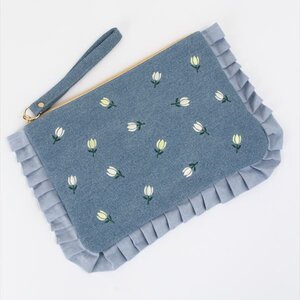 Honey Salon Tulip Clutch Denim