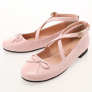 Ank Rouge Toe Ribbon Baby Flats Pink L