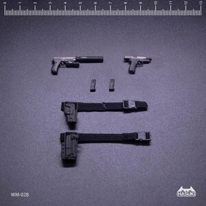 WM-02B Handgun Set Grey Silver 1/12 Scale Action Figure Accessory