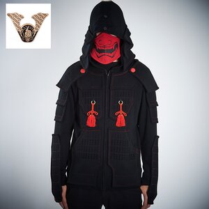 Samurai Armor Hoodie Set ＜BLACK＞ M Hoodie / Red Mask / Tatemono Crest A