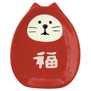 concombre Manekineko Daruma Small Plate Red