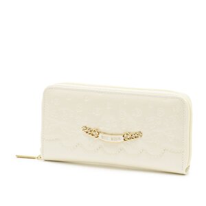 LIZ LISA Embossed Enamel Zip-Around Wallet White