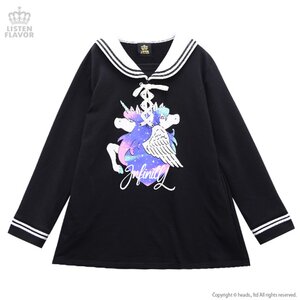 LISTEN FLAVOR Starry Unicorn Sailor Dress Black