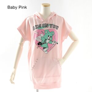 Listen Flavor Angel Bear Hoodie Dress Baby Pink