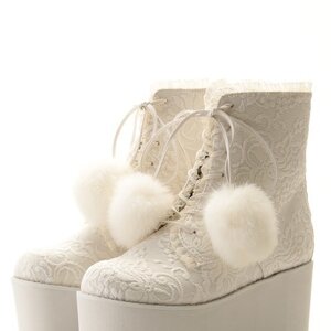 Swankiss Bonbon Lace Boots White M