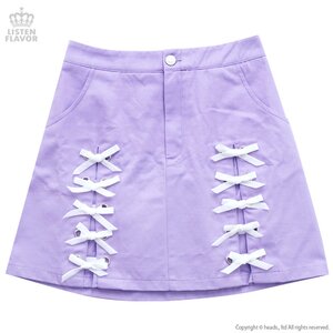 LISTEN FLAVOR Ribbon Trapezoid Skirt Lavender L