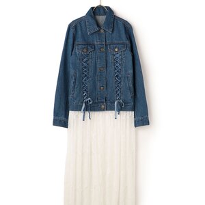 LIZ LISA Laced Tulle Jean Jacket Medium Blue