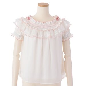 LIZ LISA Smoking Embroidered Off-Shoulder Top Pink
