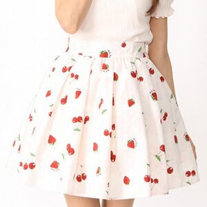 Ank Rouge LacyCherryBerry Ribbon Skirt Ivory