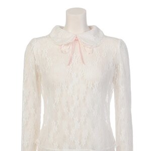 Swankiss Round Collar Lace Blouse White
