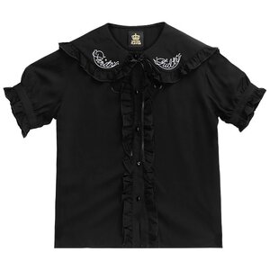 LISTEN FLAVOR Black Frilly Sailor Blouse