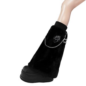 LISTEN FLAVOR Fire Heart Chain Boa Leg Covers Black